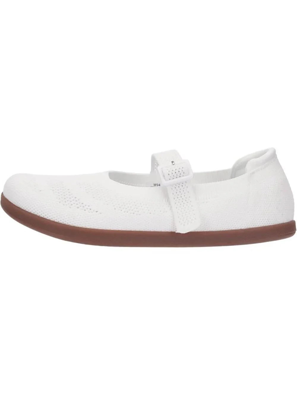 Women's White Barefoot Mary Jane Flats Knit Adjustable Straps Shoes